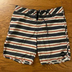 Quiksilver boardshorts size 34 Red White Blue striped board shorts